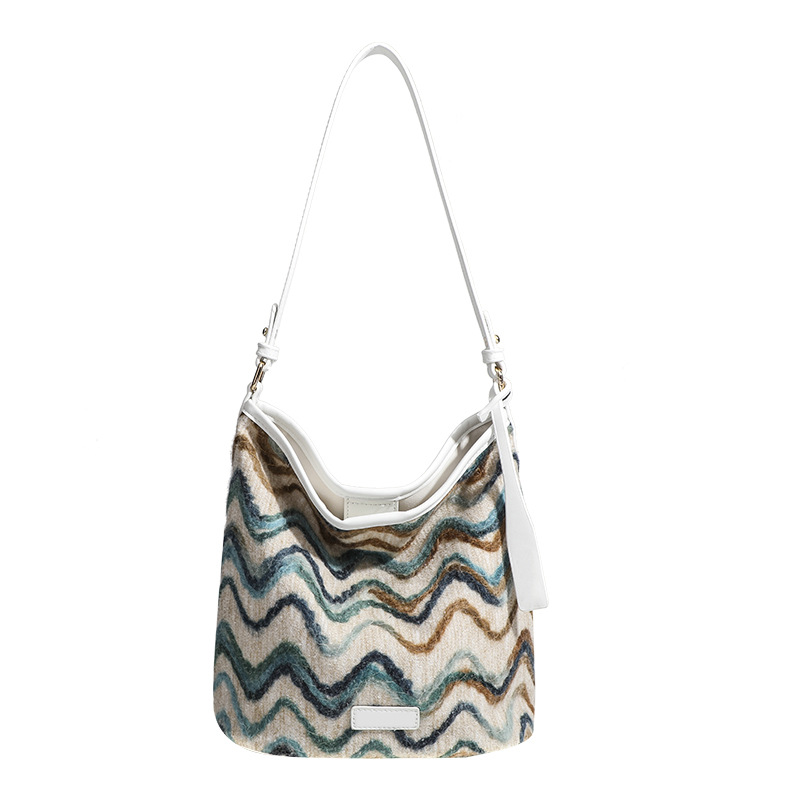 Women's fashion corrugated design large capacity tote bag