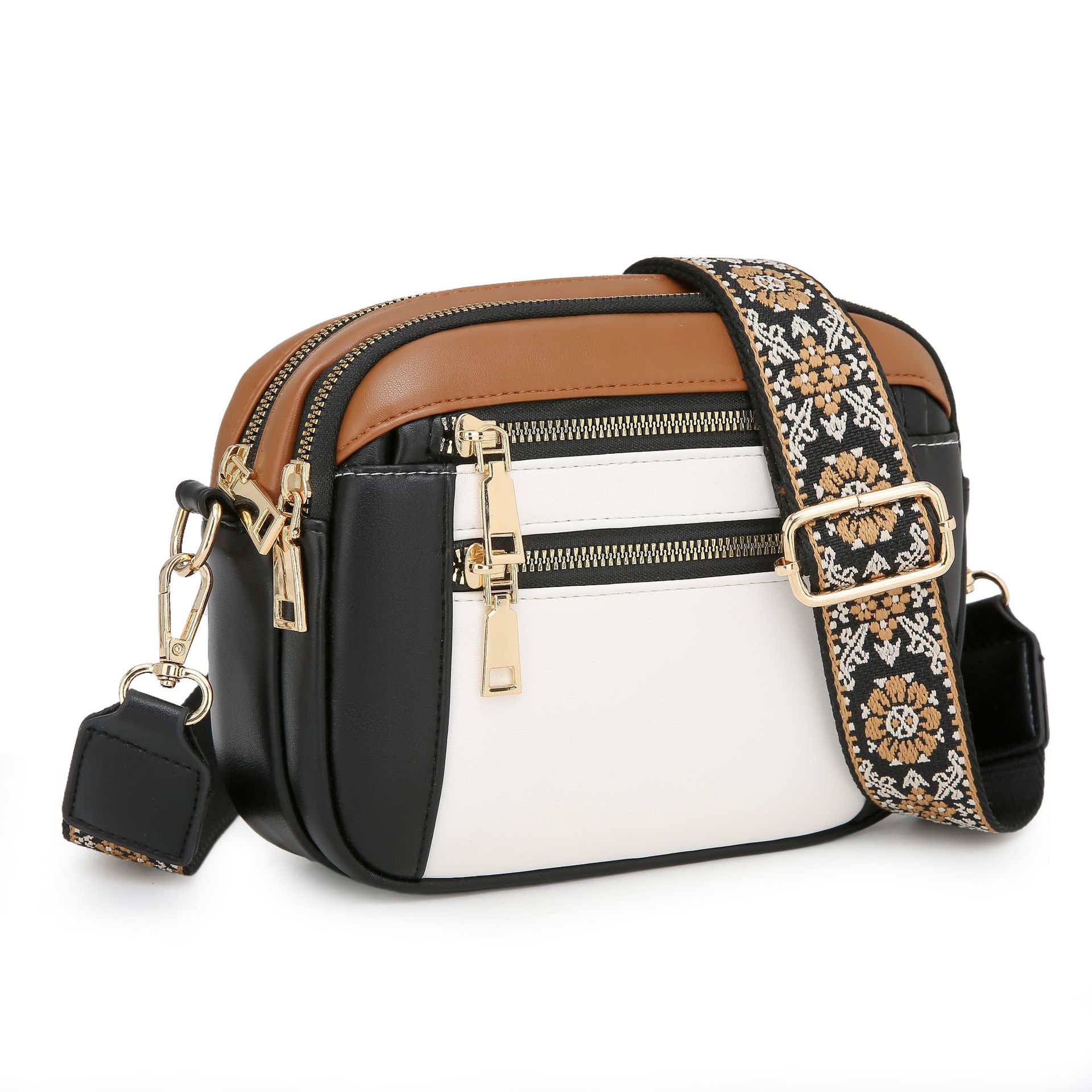 Women Handbag Double Zip Casual Crossbody Bag